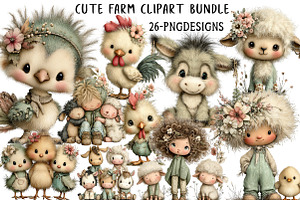 Cute Farm Clipart Bundle, an Illustration by Daily.Designs