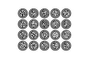 Pizza outline icon set representing, an Object Graphic by pikepicture