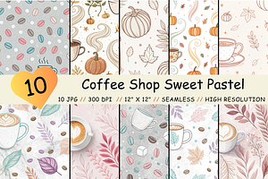 Coffee Shop Sweet Pastel Pattern, a Pattern Graphic by FloridPrintables