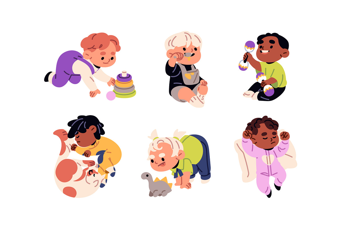 Cute babies life set + pattern, a Person Illustration by PaperTrident (Photo 4 of 5)