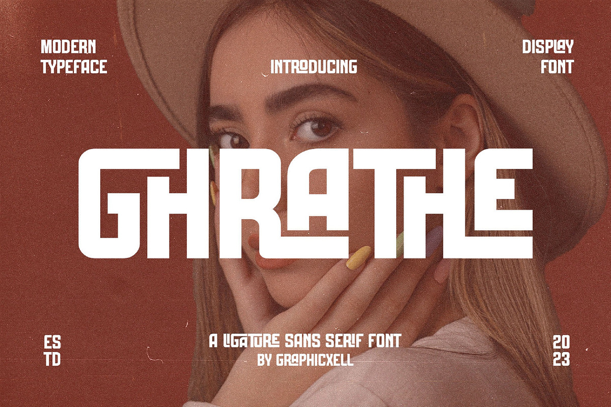 Ghrathe Ligature Sans Serif Font, a Sans Serif Font by Graphicxell (Photo 1 of 11)