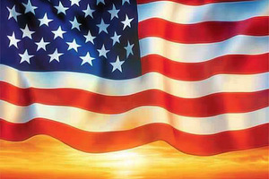 American flag waving gracefully, a Photo by Pavel_design