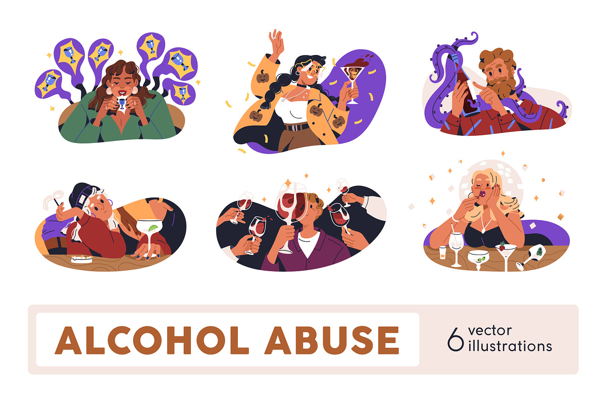 People drinking alcohol concept set, a Person Illustration by Good Studio (Photo 1 of 7)