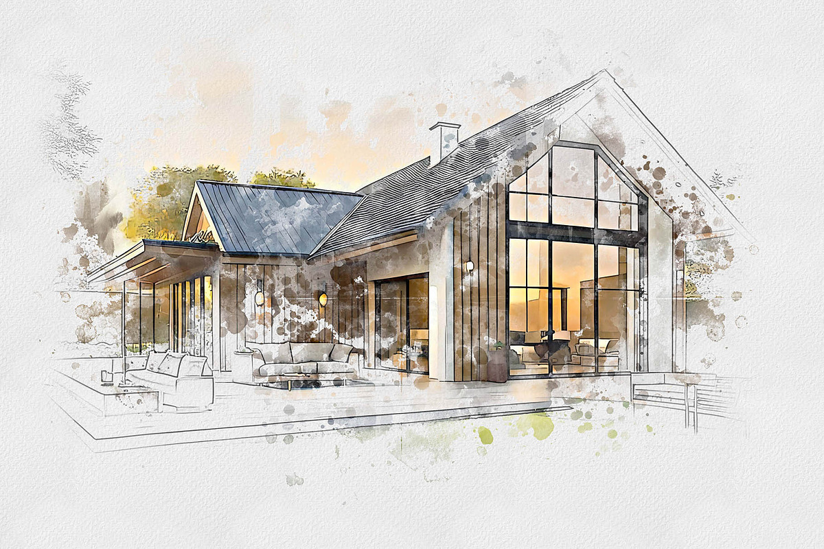 House Watercolor Painting, an Action Add-On by Photoshop Action (Photo 3 of 12)