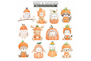 Watercolor Pumpkin Patch Animal, an Animal Illustration by CharmClipart (Thumbnail 4 of 10)