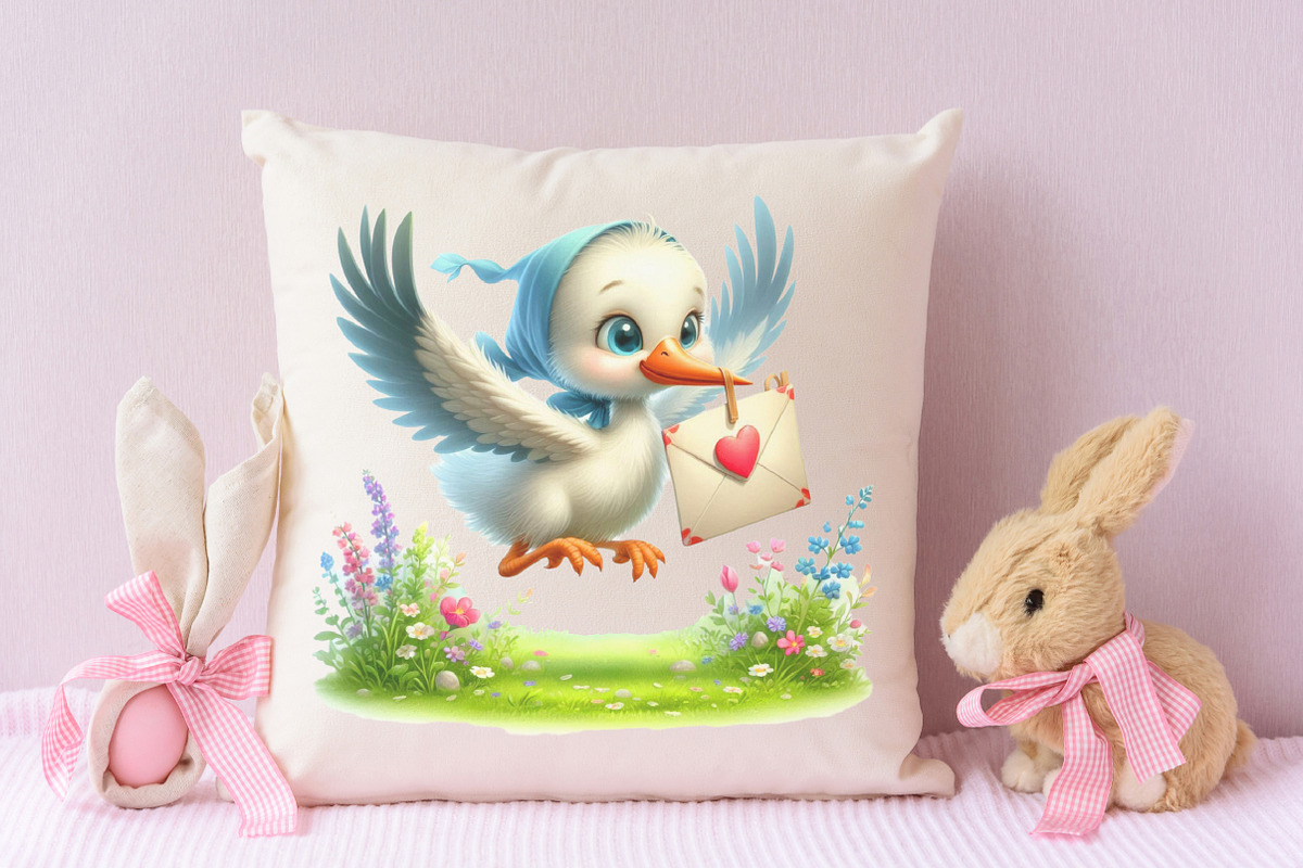 Cute Spring Stork Clipart, an Illustration by RobertsArt (Photo 7 of 7)