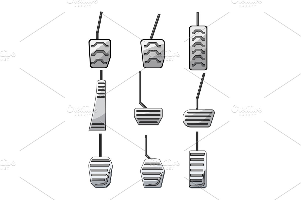Car pedals vector diverse set, a Transportation Illustration by pikepicture