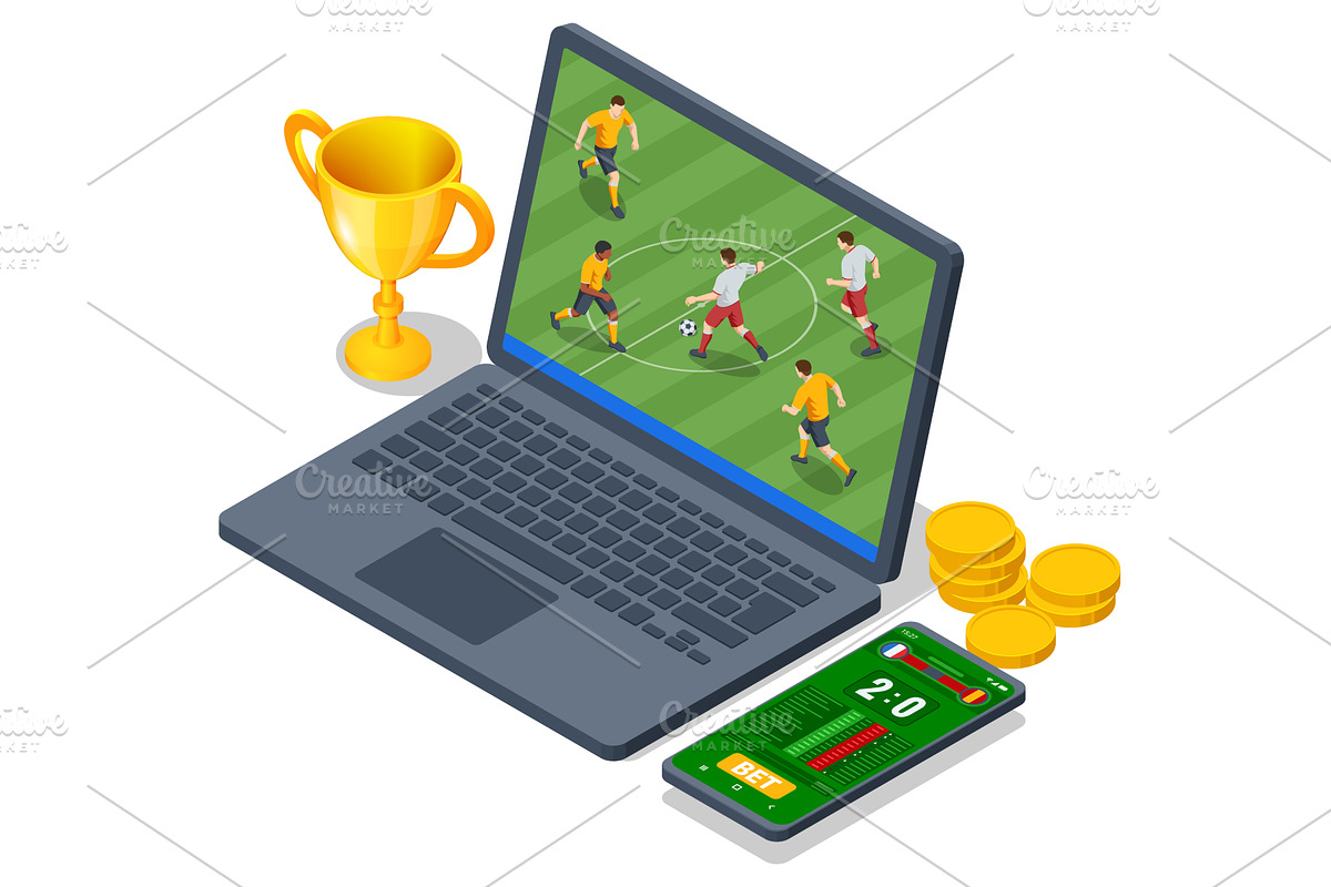 Isometric online football betting, a Technology Illustration by Golden Sikorka