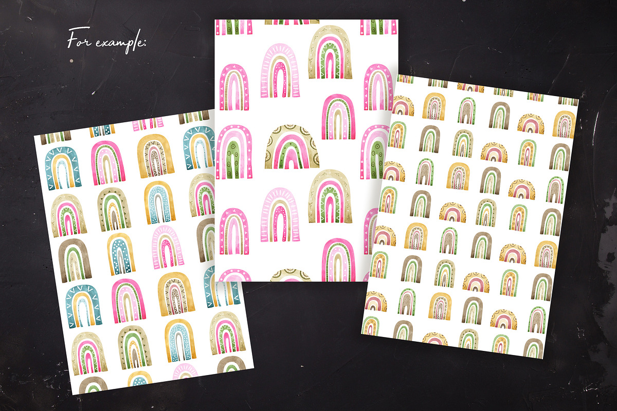 Watercolor Boho Rainbows Set, an Object Graphic by OrangePeafowlArt (Photo 11 of 16)