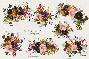 Spicy Cedar Watercolor Fall Clipart