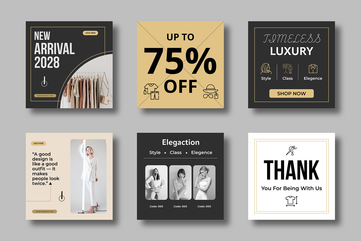 Luxury Fashion Social Media Post Set