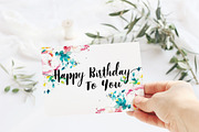 watercolor flower birthday card, a Card Template by TurquoiseDesign (Thumbnail 1 of 2)