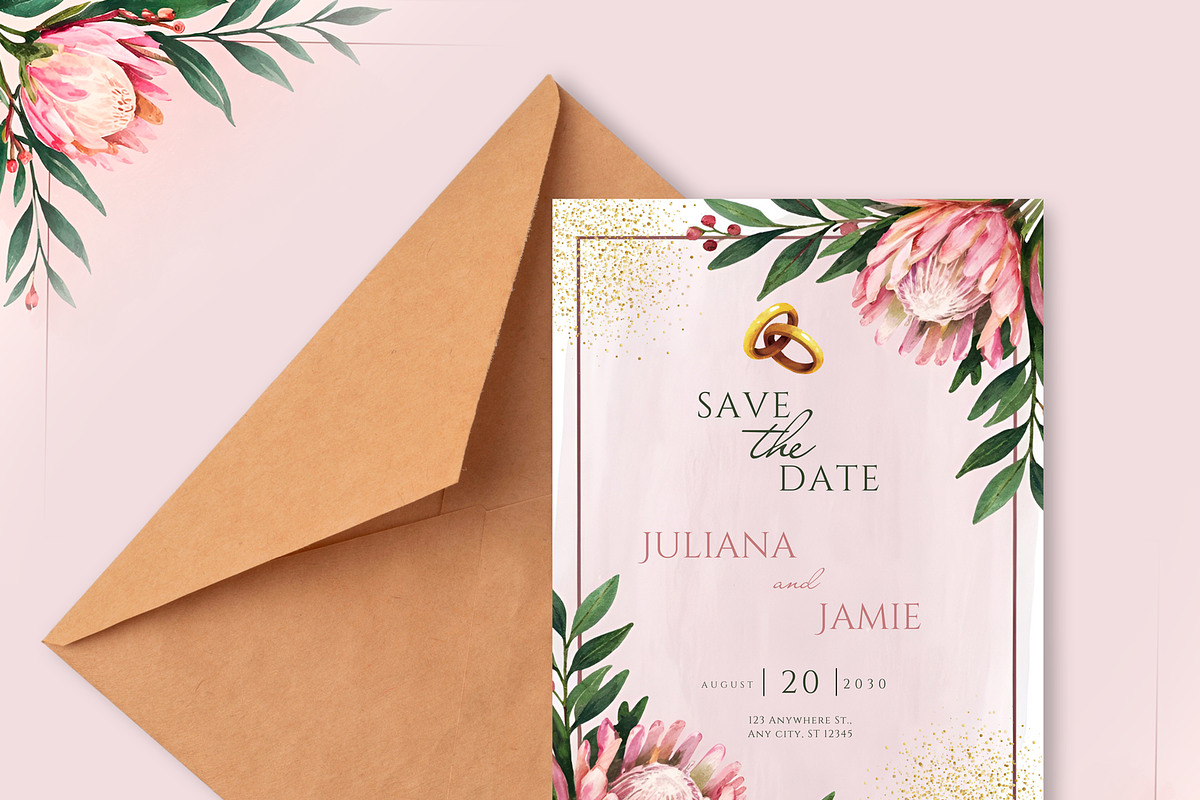 Protea - Wedding Invitations Suite, an Invitation Template by Khryna Designs (Photo 2 of 5)