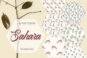 Watercolor Cactus Seamless Patterns
