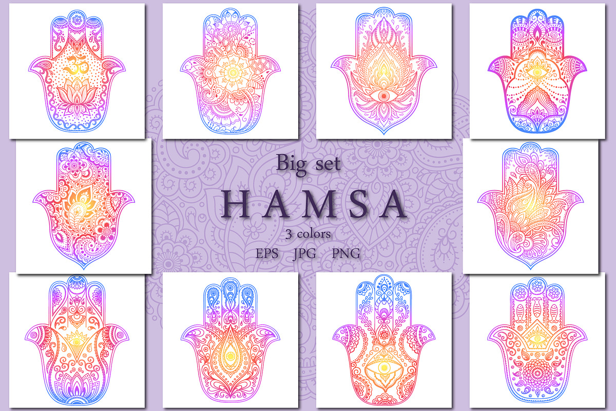 Big set of HAMSA, a Decorative Illustration by Katika Shop (Photo 3 of 7)