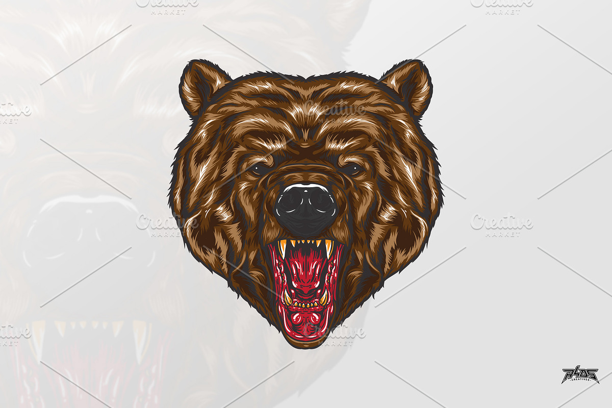 Fierce Bear Head Vector, an Animal Illustration by R4DS
