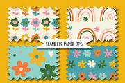 Rainbow Florals paper set, a Graphic by Poppymoondesign (Thumbnail 3 of 4)