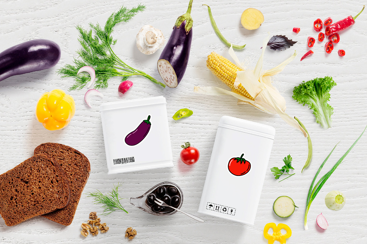 Fruit and Vegetable stickers bundle, a Food Illustration by Olha ZS (Photo 5 of 6)