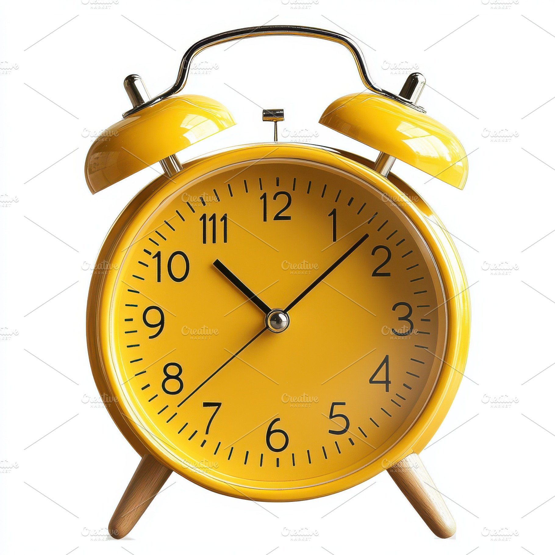 Yellow alarm clock on transparent ba, an Abstract Photo by Pixeness Studio