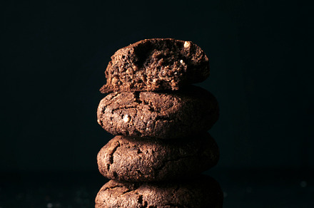 Homemade vegan chocolate chip cookies. Food photo.