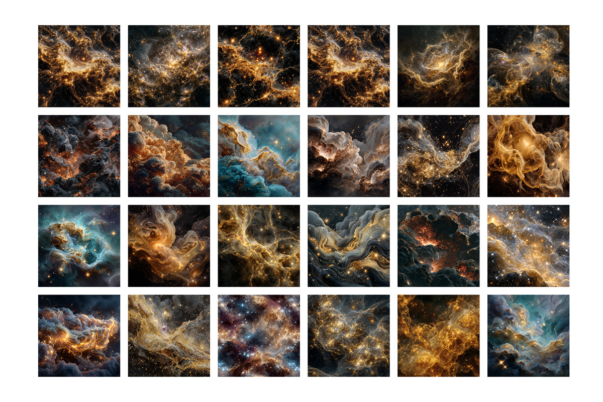 Gold Nebula Galaxy Backgrounds, a Texture Illustration by InkyQueenArt (Photo 7 of 10)