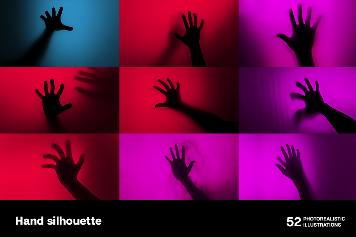 Hand silhouette. 52 images, a Background Graphic by Handmadefont (Photo 2 of 12)