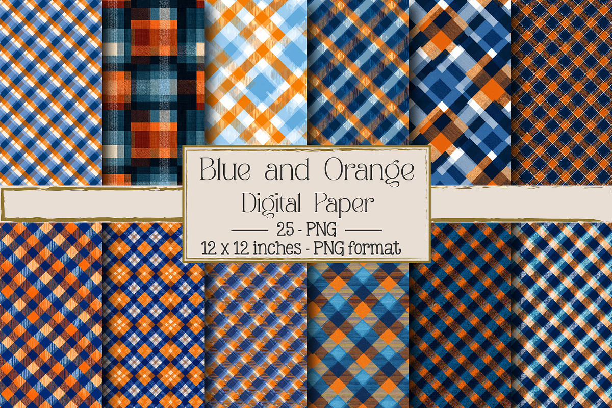 Blue and Orange Plaid Patterns, an Illustration by DreamPrint404 (Photo 1 of 5)