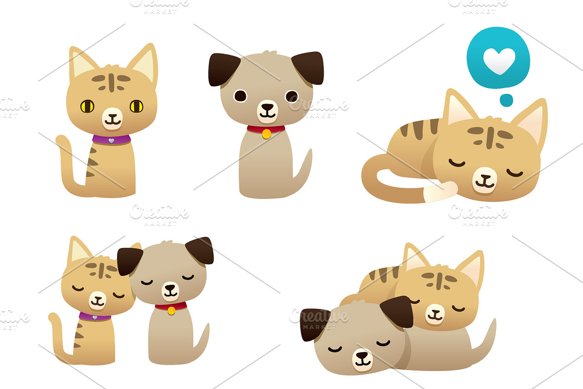Cat and dog set, an Illustration by Andres Moncayo