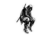 Hooded Street Ninja Silhouette, a Graphic by Gfx_Store (Thumbnail 8 of 10)