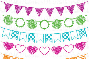 Doodle Bunting Photoshop Brushes