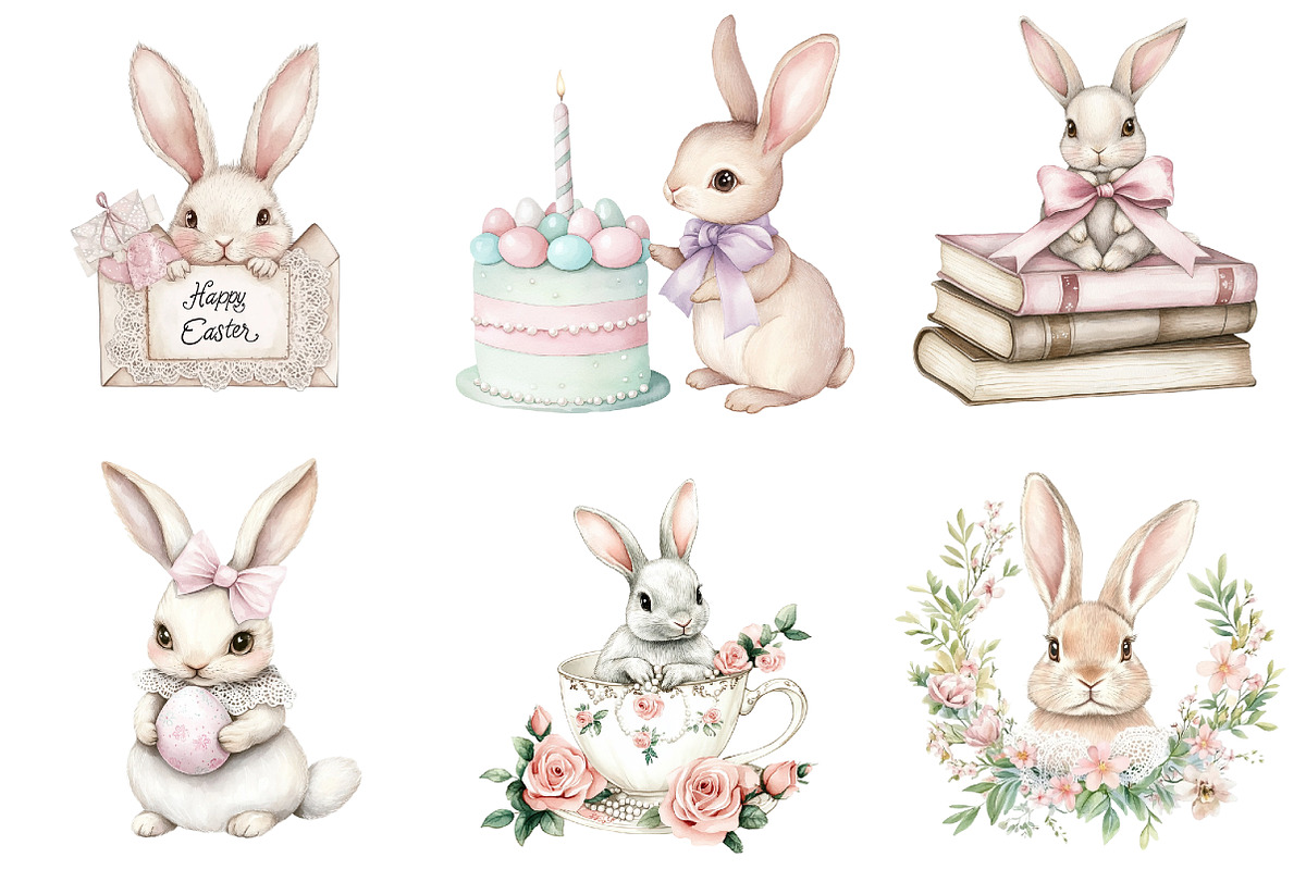 Easter Bunny Coquette Happy Easter, an Illustration by DreamArtGraphic (Photo 4 of 4)