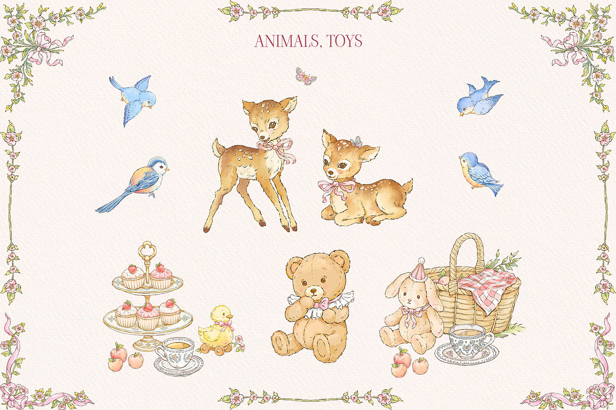 Teddy Bear Pink Watercolor Clipart, a Decorative Illustration by Ekaproeka (Photo 4 of 8)