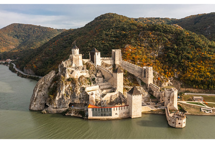 Aerial view of Golubac Fortress
