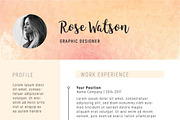 Sweet Watercolor Resume Template /G, a Resume Template by Showy68 Template (Thumbnail 3 of 7)