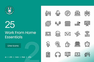 Work From Home Essentials Icons, an Icon by IconBunny