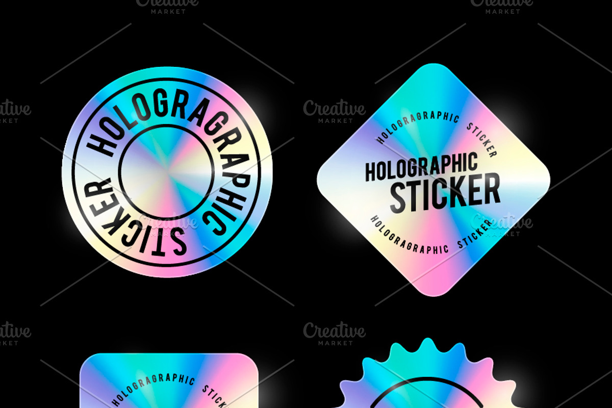 Holographic Sticker Set, an Object Graphic by Black White Mouse Design