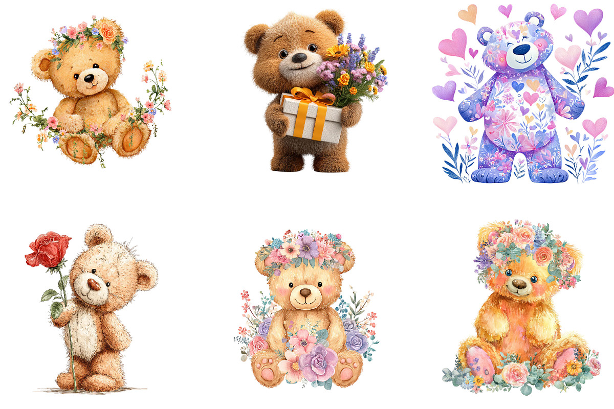 Whimsical Teddy Bear Mothers Day, an Illustration by Designking (Photo 3 of 5)