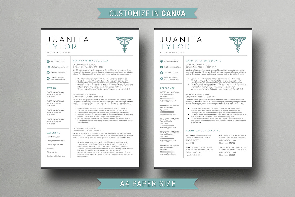 Nurse Resume Template Canva, a Resume Template by DesignDevisers (Photo 3 of 13)