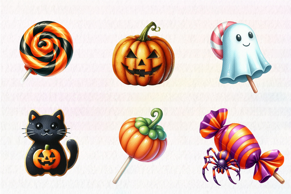 Watercolor Halloween Sweets Clipart, an Illustration by CreationArt (Photo 5 of 6)