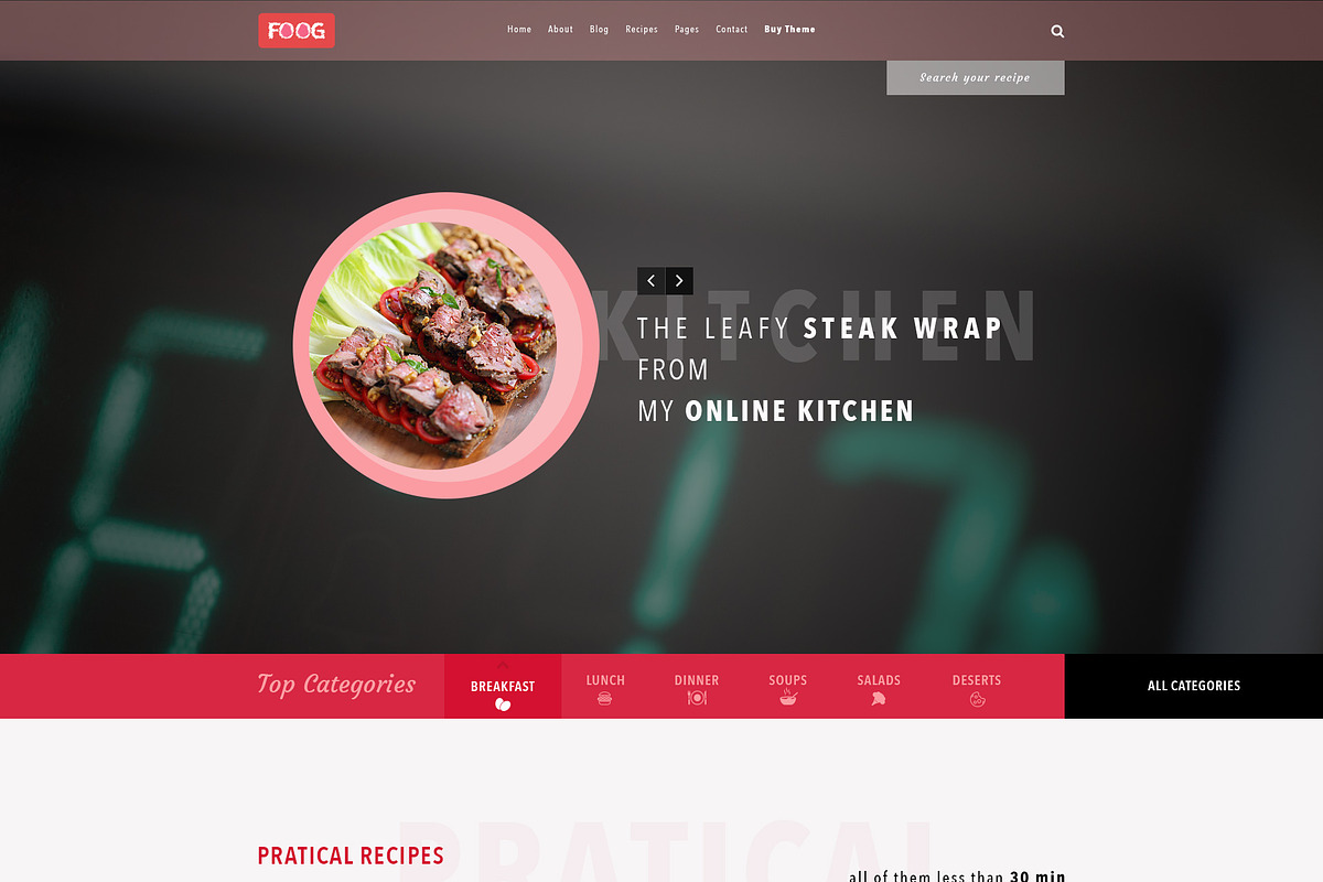 FOOG Personal Recipe Blog Template, a Websites & App Template by Arif's Shop (Photo 3 of 13)
