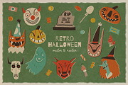 Retro Halloween clipart set, a Seasonal Illustration by Paper Cherry (Thumbnail 1 of 27)