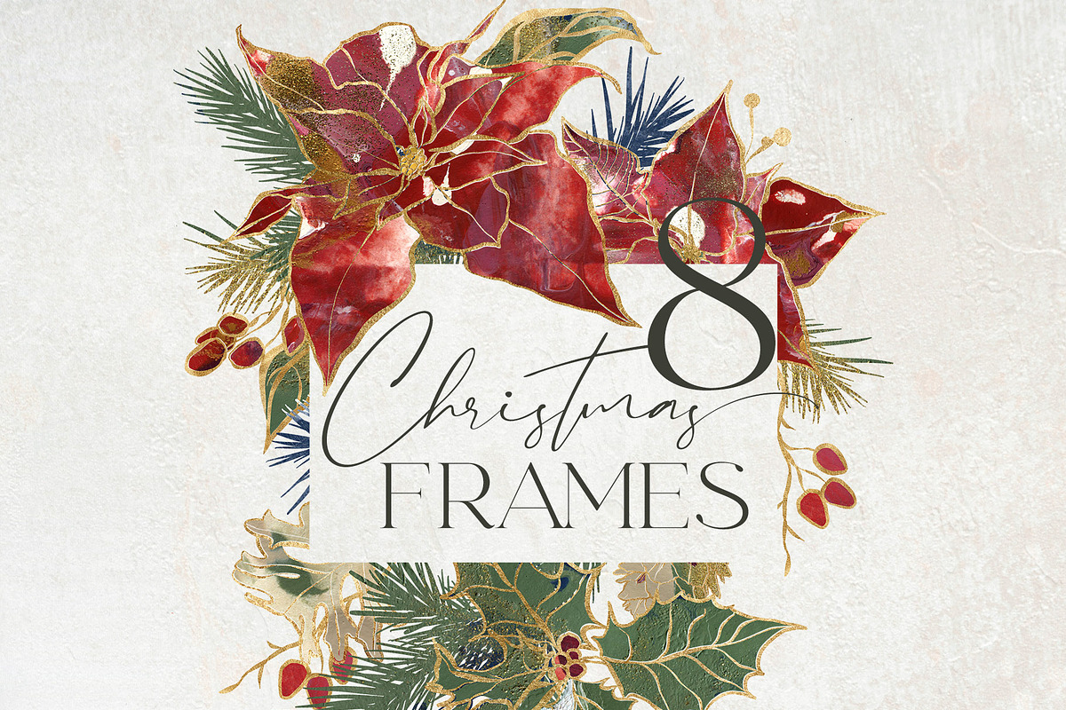 Christmas day flowers backgrounds, a Seasonal Illustration by Yuliya Derbisheva (Photo 4 of 20)