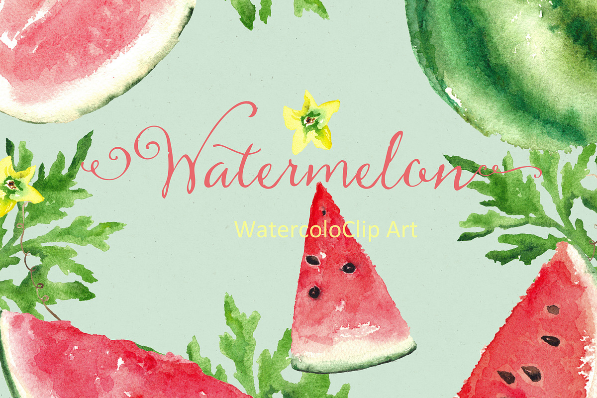 Watermelon watercolor clip art, a Graphic by LABFcreations (Photo 2 of 2)