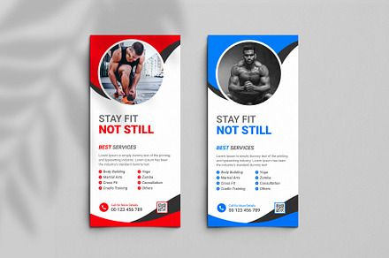 Gym Fitness Rack Card or DL Flyer, a Flyer Template by VectStock
