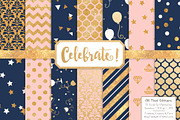 Navy & Blush Gold Foil Digital Paper, a Pattern Graphic by Amanda Ilkov (Thumbnail 1 of 4)