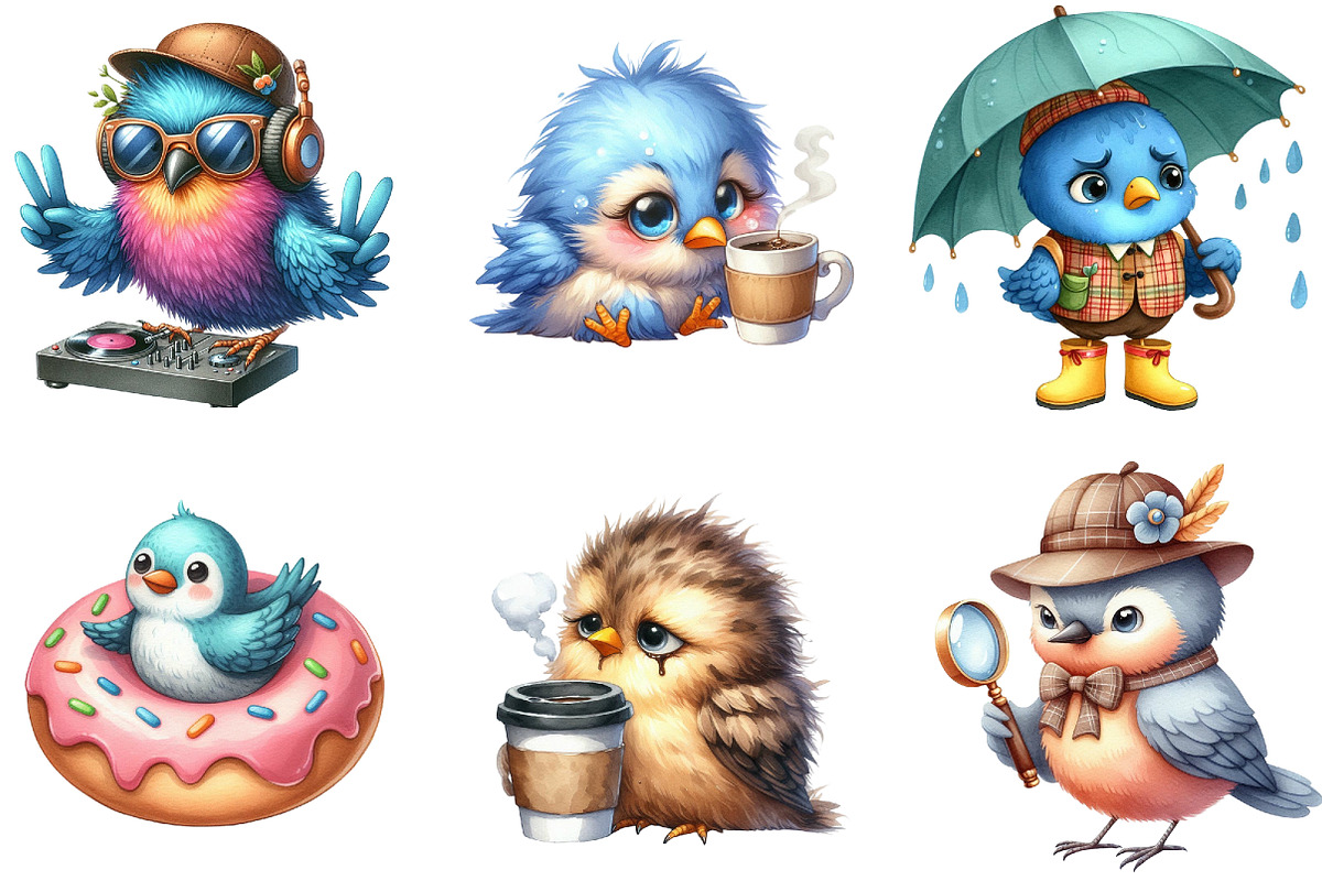Quirky Funny Cartoon Bird Clipart, an Illustration by DreamArtGraphic (Photo 3 of 4)