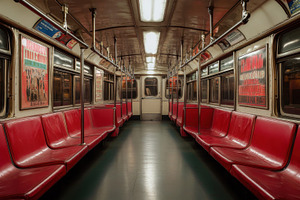 Empty subway train seats, a Photo by Beautiful things