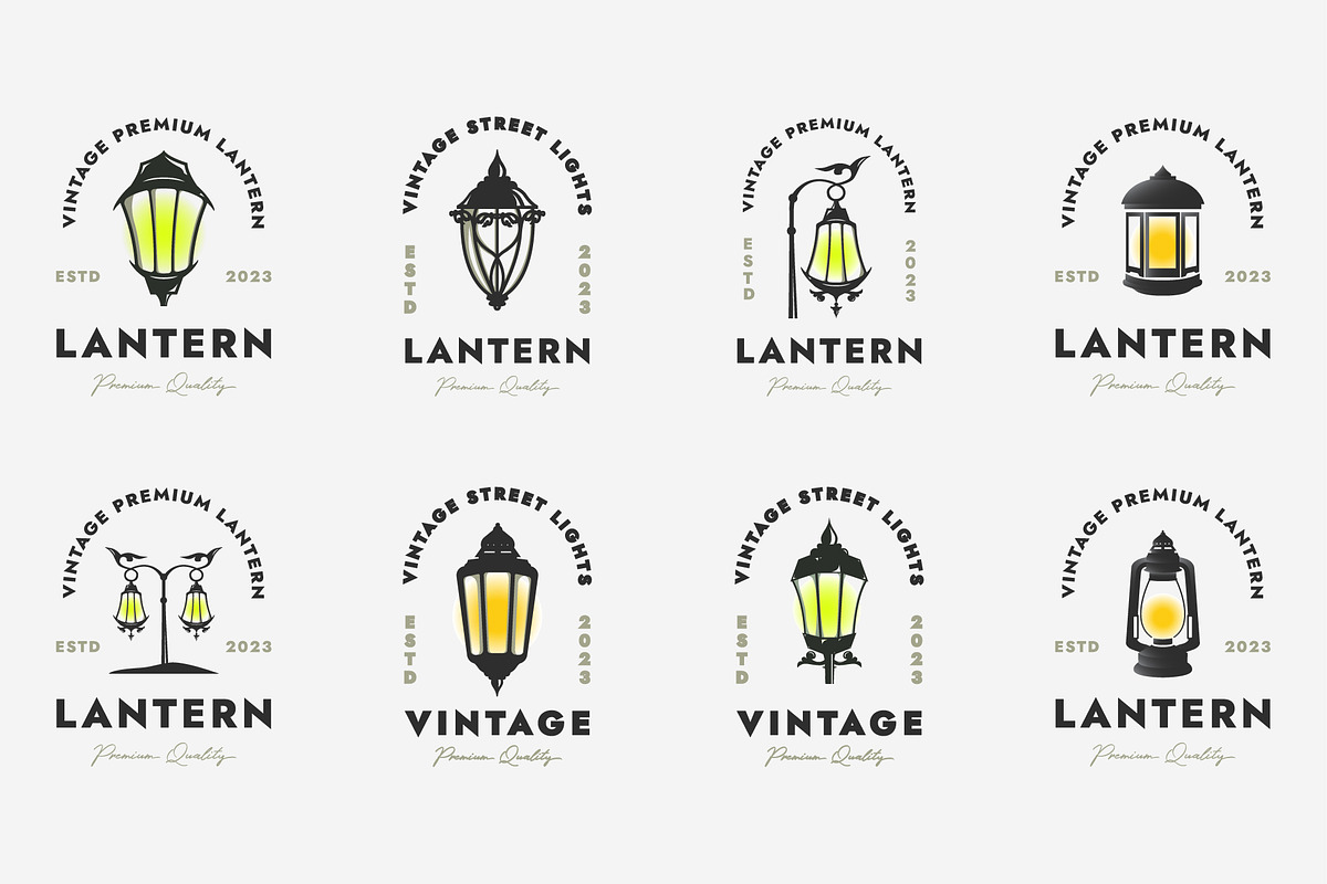 set bundle of lantern logo design
