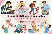 Father and his kid hand drawn Clip, a Graphic by PKshop (Thumbnail 1 of 3)