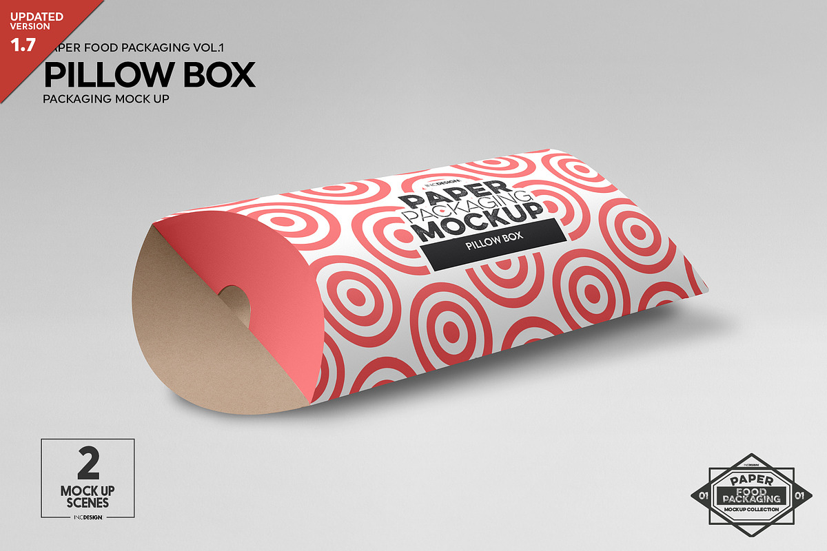 Pillow Box Packaging Mockup, a Packaging Mockup by INCDesign (Photo 1 of 6)